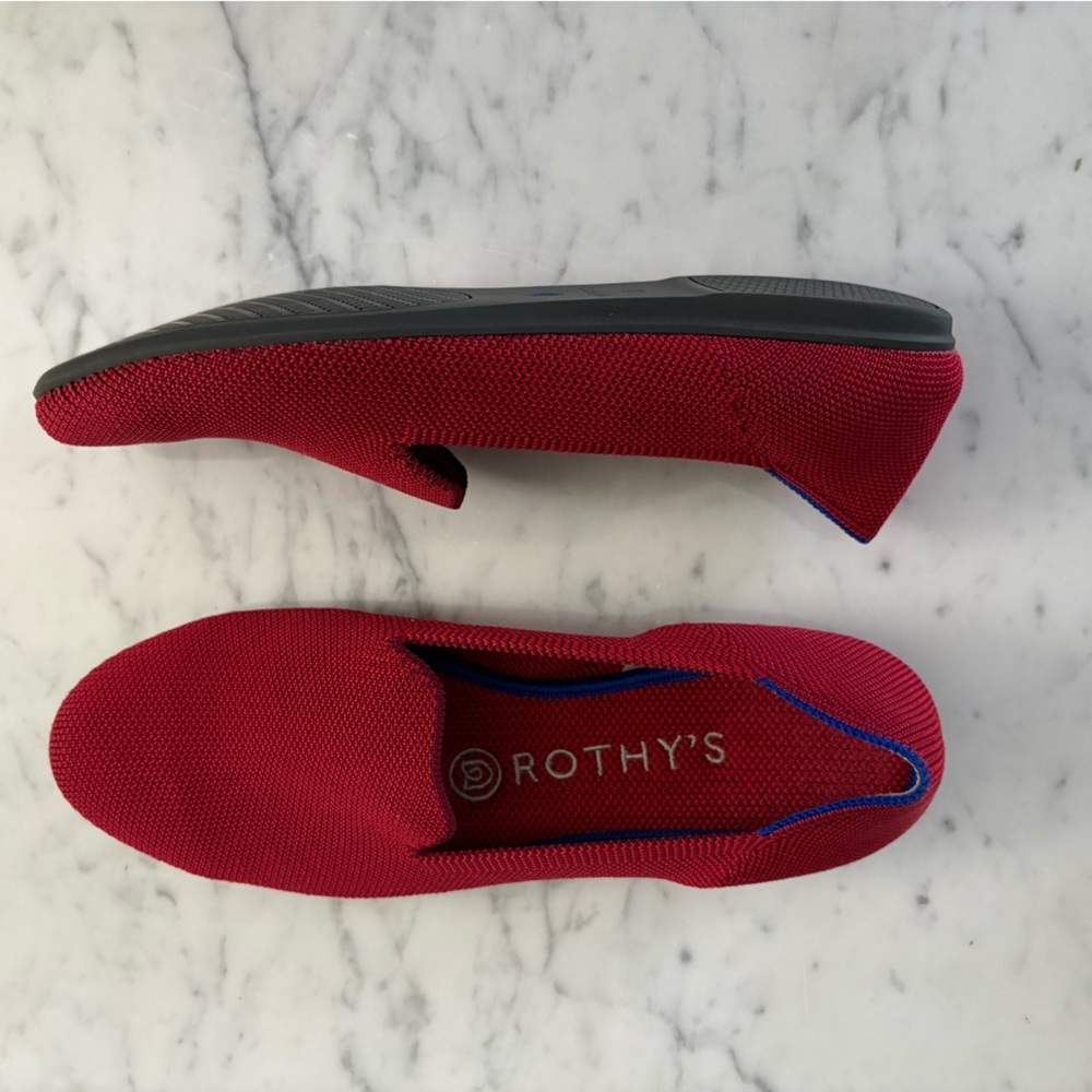 ROTHY’S Red Knit Loafers Flats Size 6.5 Washable Slip-On Shoes